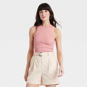 Women's Slim Fit Ribbed Tank Top - a New Day™ Pink XL